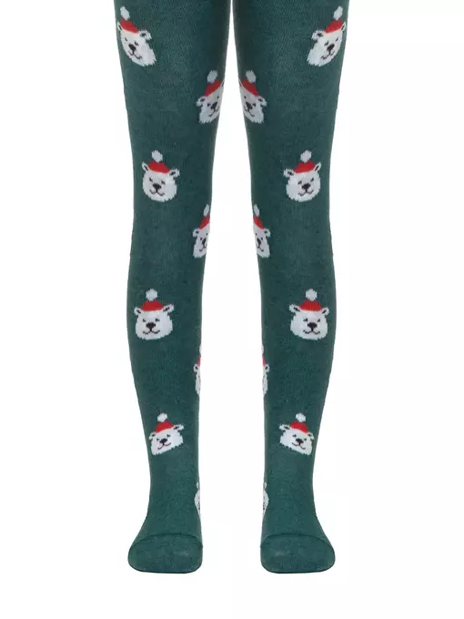 Детские колготки new year "белый мишка" с пушистой нитью 540 темно-бирюзовый, 19С-96/1СП, 62-74 (12), CONTE-KIDS,  - 2