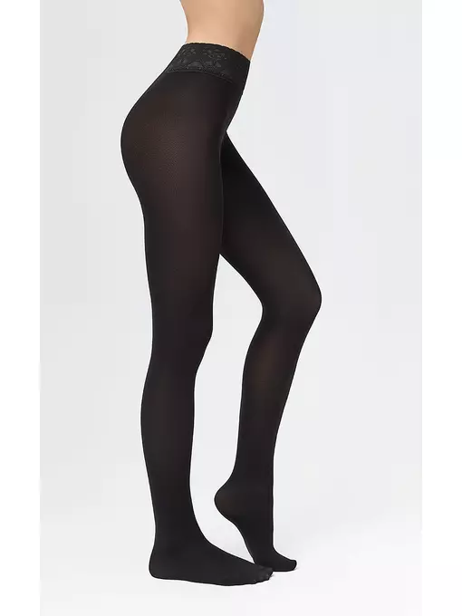 Колготки из микрофибры с кружевным поясом minimi diamante micro 100 nero, DIAMANTE MICRO 100 (кружевной пояс микрофибра), 3, MINIMI,  - 2