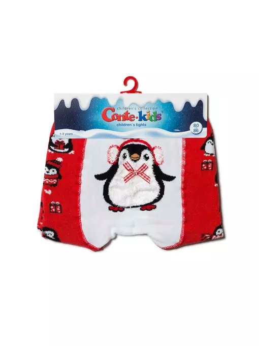 Новогодние колготки conte-kids new year "пингвин" 539 красный, 19С-97/1СП, 62-74 (12), CONTE-KIDS,  - 3
