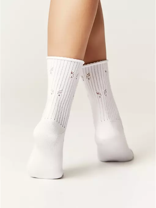 Носки женские (ажурные, без резинки) classic 628 белый, 24С-99СП, 39-41 (25-27), CONTE ELEGANT,  - 3