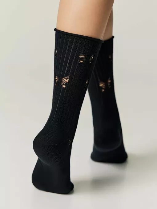 Женские ажурные носки (без резинки) classic 628 черный, 24С-99СП, 36-38 (23-25), CONTE ELEGANT,  - 3