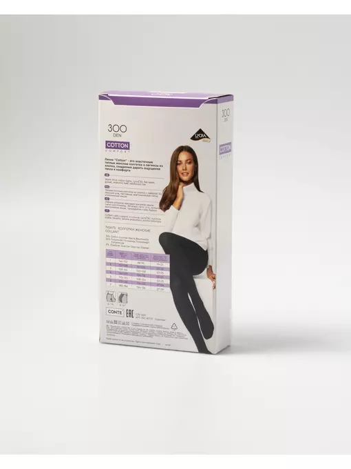 Колготки женские conte cotton 300 nero, 19С-101СП, 4, CONTE ELEGANT,  - 5
