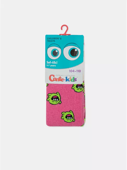 Теплые колготки sof-tiki (махровые внутри) с рисунками 644 розовый, 7С-38СП, 104-110 (16), CONTE-KIDS,  - 6