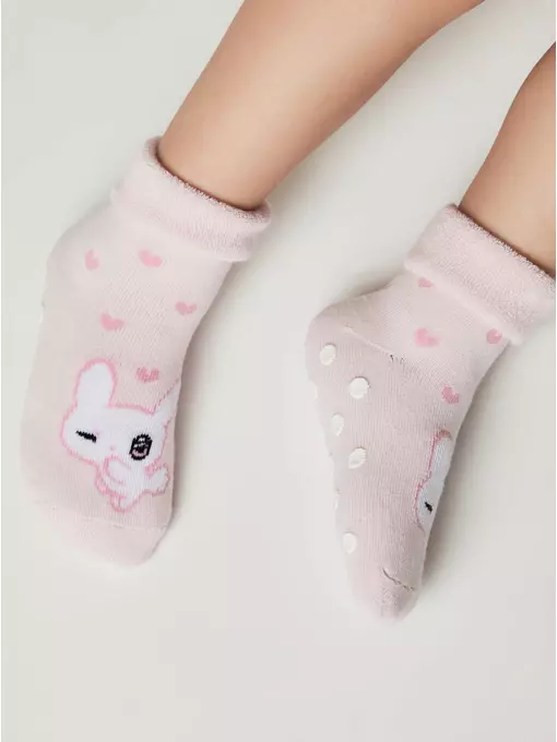 Махровые носки с отворотом и антискользящей стопой sof-tiki 772 светло-розовый, 7С-62СП, 14, CONTE-KIDS,  - 3