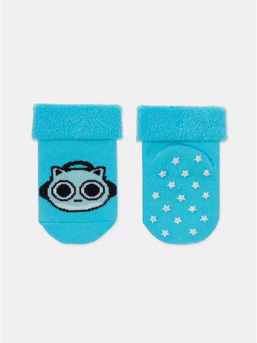 Детские махровые носки (антискользящие) софтики 764 бирюза, 7С-62СП, 10, CONTE-KIDS,  - 2