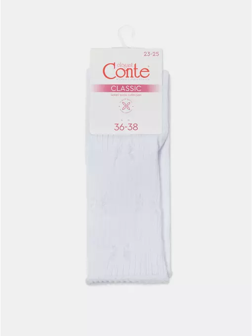 Носки женские (ажурные, без резинки) classic 628 белый, 24С-99СП, 39-41 (25-27), CONTE ELEGANT,  - 5