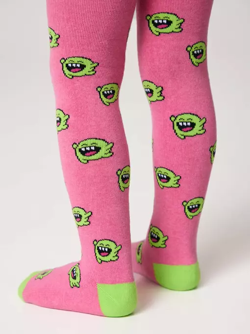 Теплые колготки sof-tiki (махровые внутри) с рисунками 644 розовый, 7С-38СП, 104-110 (16), CONTE-KIDS,  - 2