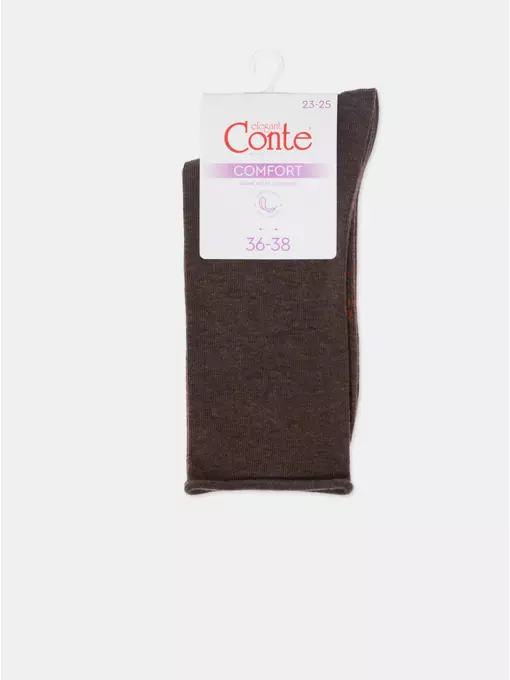 Удлиненные женские носки (без резинки) comfort 000 коричневый, 19С-101СП, 36-38 (23-25), CONTE ELEGANT,  - 7