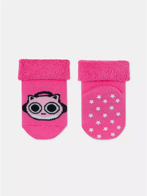 Махровые детские носки с отворотом (антискользящие) sof-tiki 764 розовый, 7С-62СП, 10, CONTE-KIDS,  - 2