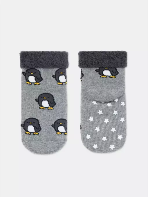 Махровые носки с отворотом (антискользящие) sof-tiki 537 серый, 7С-62СП, 12, CONTE-KIDS,  - 4