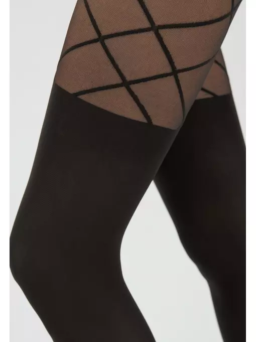 Колготки женские с имитацией гольфинов и рисунком «ромбы» concept grafit, 21С-3СП, 4, CONTE ELEGANT,  - 4