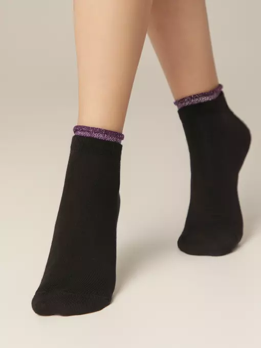 Укороченные спортивные носки из хлопка active 035 черный-лиловый, 12С-32СП, 36-38 (23-25), CONTE ELEGANT,  - 2