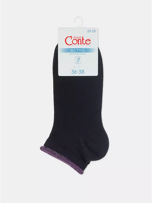 Укороченные спортивные носки из хлопка active 035 черный-лиловый, 12С-32СП, 36-38 (23-25), CONTE ELEGANT,  - 5