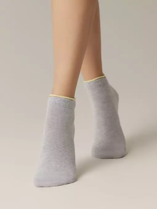 Короткие женские носки conte active 035 светло-серый-желтый, 12С-32СП, 36-38 (23-25), CONTE ELEGANT,  - 2