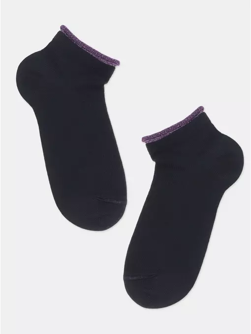 Укороченные спортивные носки из хлопка active 035 черный-лиловый, 12С-32СП, 36-38 (23-25), CONTE ELEGANT,  - 3
