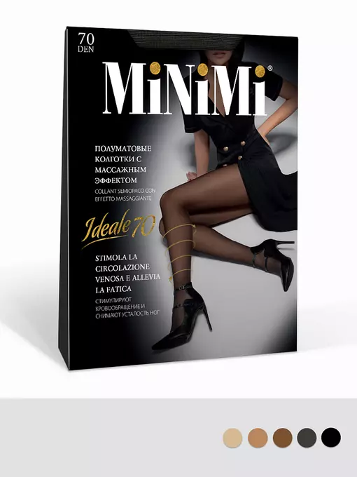 Колготки minimi ideale 70 den nero, IDEALE 70 (утяжка по ноге), 2, MINIMI,  - 1