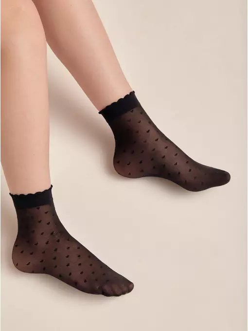 Носки для девочек с рисунком «сердечки» lola nero, 20С-119СП, 20-22, CONTE ELEGANT,  - 2