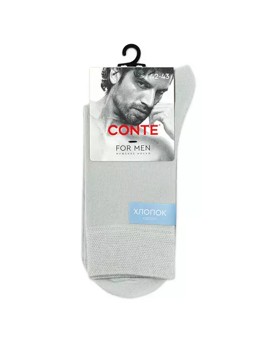 Мужские носки conte for men 000 светло-серый, 24С-148СП, 42-43 (27), CONTE ELEGANT,  - 1