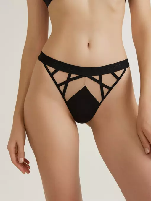 Трусы «танга» женские criss cross lta 2998 black-natural, 24С-3043ТСП, 94/S, CONTE ELEGANT,  - 1