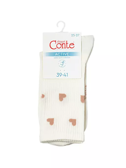 Хлопковые удлиненные носки conte active 708 молочный, 20С-20СП, 39-41 (25-27), CONTE ELEGANT,  - 3