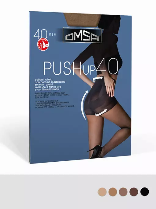 Колготки женские omsa push-up 40 nero, PUSH-UP 40, 2, OMSA,  - 1