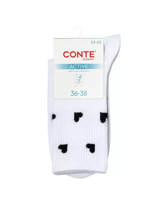 Носки женские с рисунком «сердечки» active 708 белый, 20С-20СП, 39-41 (25-27), CONTE ELEGANT,  - 3
