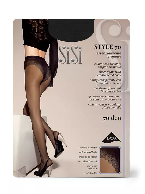 Матовые колготки с ажурными трусиками sisi style 70 grafite, STYLE 70, 4, SISI,  - 2