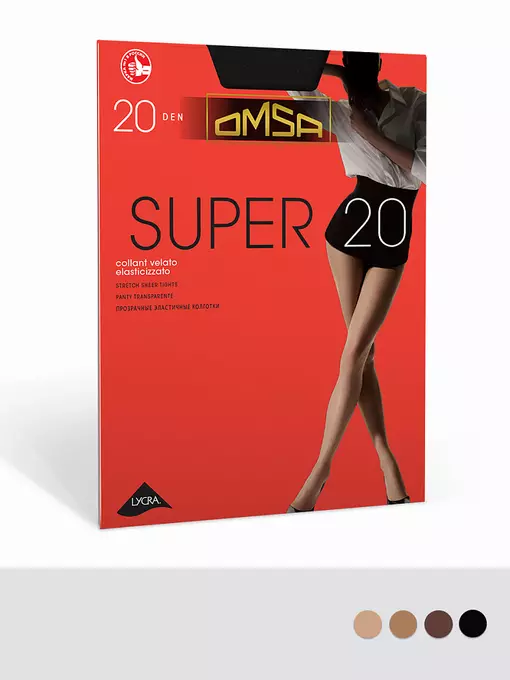 Колготки тонкие эластичные omsa super 20 fumo, SUPER 20, 3, OMSA,  - 2