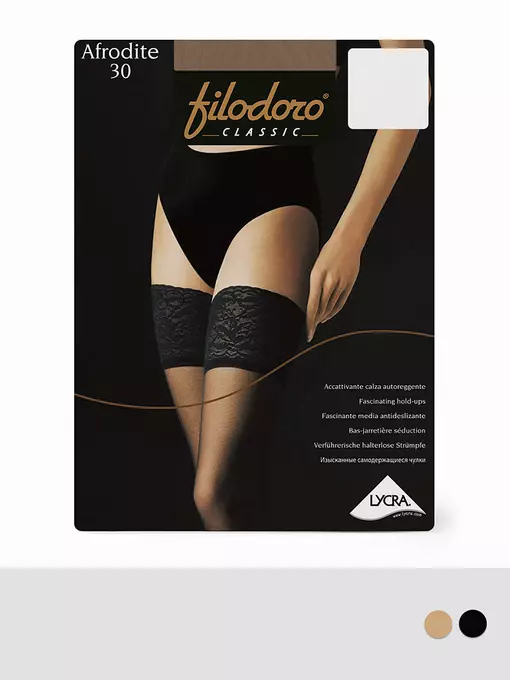 Чулки с кружевной резинкой filodoro afrodite 30 playa, AFRODITE 30 Aut. (чулки), 3 (9.5), FILODORO,  - 2