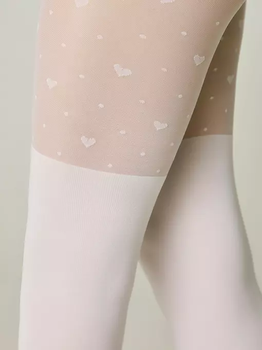 Детские колготки с сердечками и имитацией гольфинов sweet lady bianco, 24С-172/1СП, 152-158, CONTE ELEGANT,  - 4