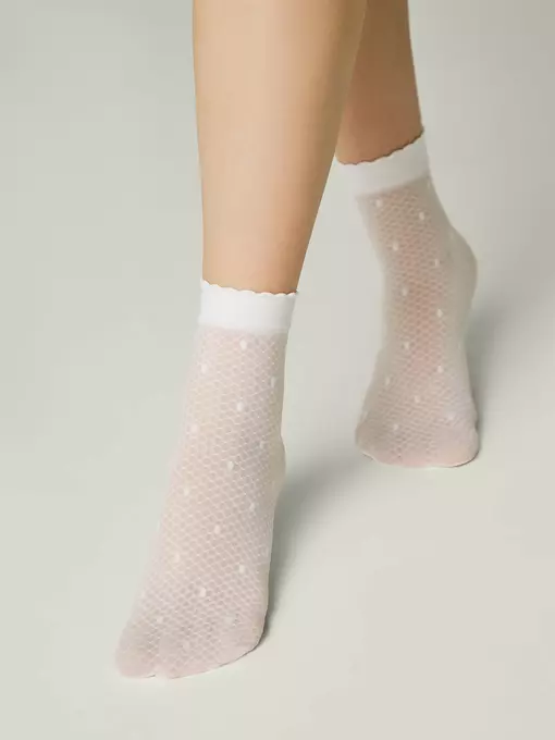 Тонкие детские носки в горошек на сетке mona bianco, 24С-176СП, 20-22, CONTE ELEGANT,  - 2