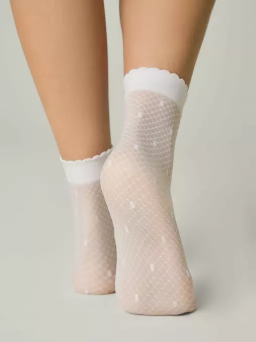 Тонкие детские носки в горошек на сетке mona bianco, 24С-176СП, 20-22, CONTE ELEGANT,  - 3