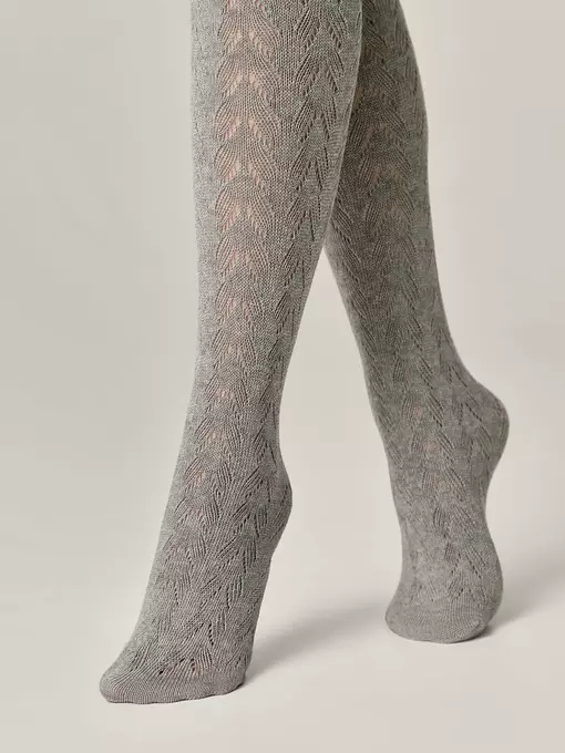 Тёплые ажурные колготки conte ajour 300 grey, 24С-146СП, 4, CONTE ELEGANT,  - 4