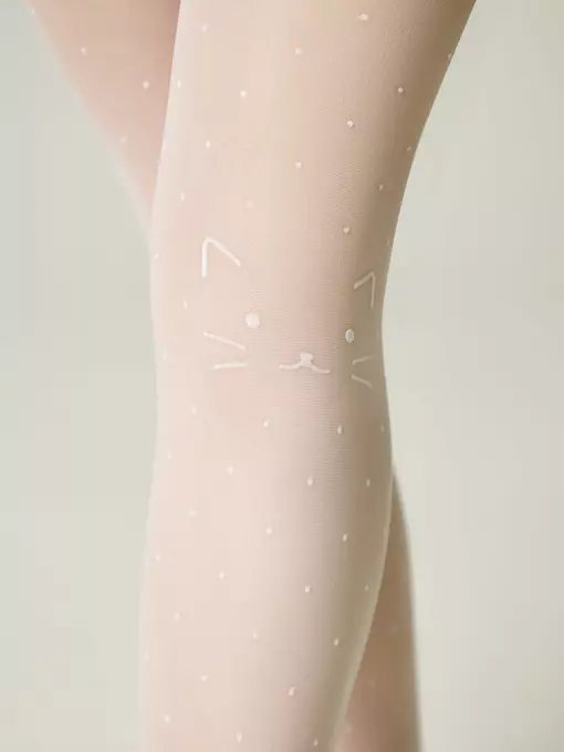 Детские колготки в точку с рисунком «кот» katie bianco, 24С-168СП, 104-110, CONTE ELEGANT,  - 4