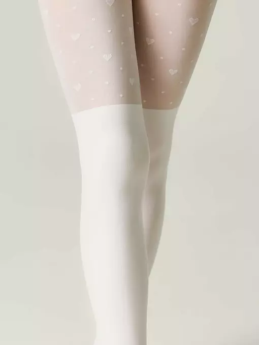 Колготки с имитацией гольфинов и сердечками sweet girl bianco, 24С-172СП, 116-122, CONTE ELEGANT,  - 3