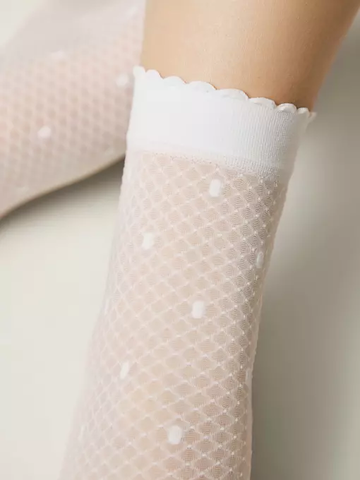 Тонкие детские носки в горошек на сетке mona bianco, 24С-176СП, 20-22, CONTE ELEGANT,  - 4