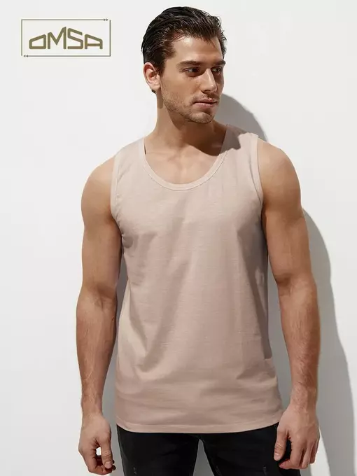 Майка мужская omsa cotton u1101 beige, , 52(2XL), OMSA, - 2