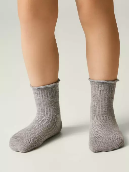 Носки без резинки с волнистым бортом tip-top 1019 серый, 25С-30СП, 16-18, CONTE-KIDS,  - 1