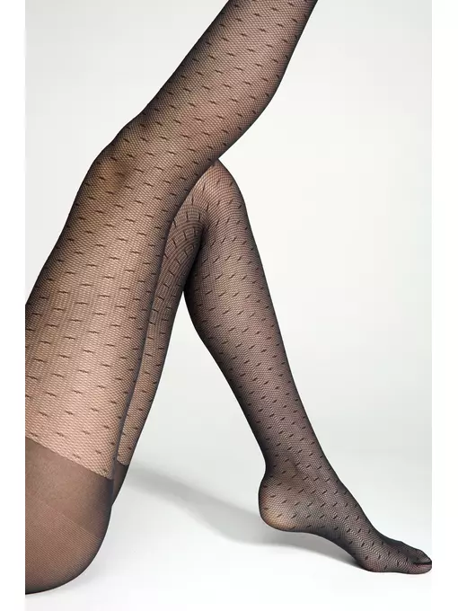 Колготки в мелкую сеточку с линиями blues nero, 24С-184СП, 3, CONTE ELEGANT,  - 6