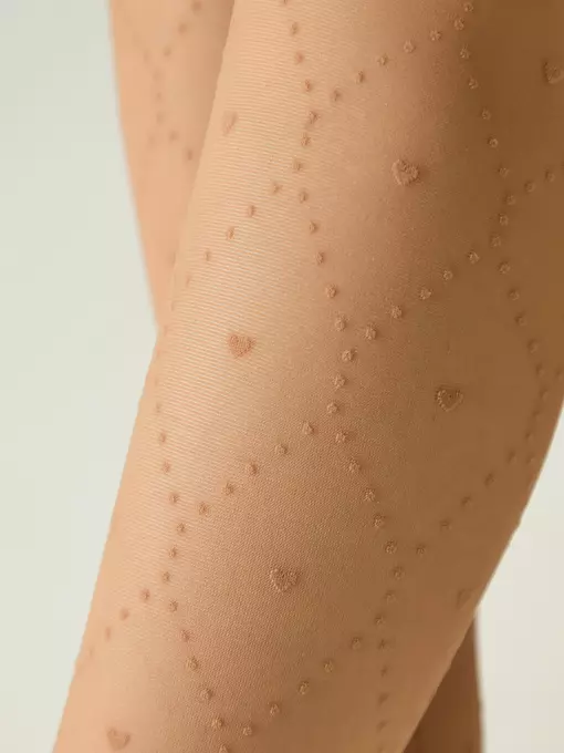 Колготки детские в точку с сердечками conte angelica natural, 24С-165СП, 104-110, CONTE ELEGANT,  - 3
