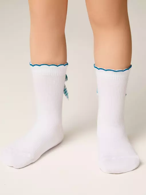 Носки детские (декор, бантики) tip-top 065 белый-бирюза, 24С-179СП, 18, CONTE-KIDS,  - 3