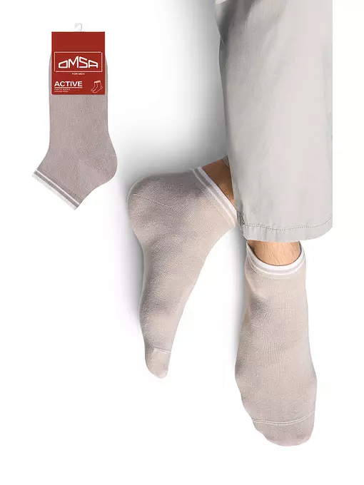 Укороченные мужские носки omsa active 105 grigio chiaro, , 39-41 (25-27), OMSA, - 1