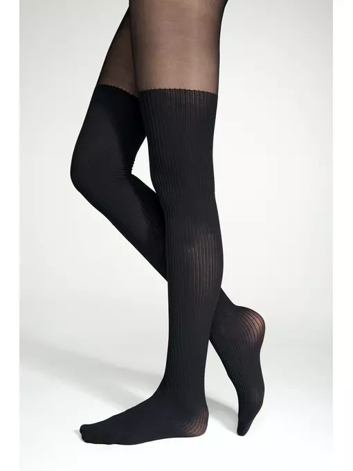Колготки с имитацией гольфинов в рубчик caprice nero, 24С-181СП, 2, CONTE ELEGANT,  - 4
