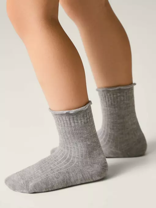 Носки без резинки с волнистым бортом tip-top 1019 серый, 25С-30СП, 16-18, CONTE-KIDS,  - 3