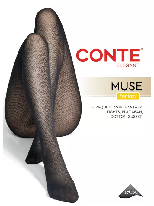Колготки с ажурным геометрическим узором muse nero, 24С-185СП, 4, CONTE ELEGANT,  - 1