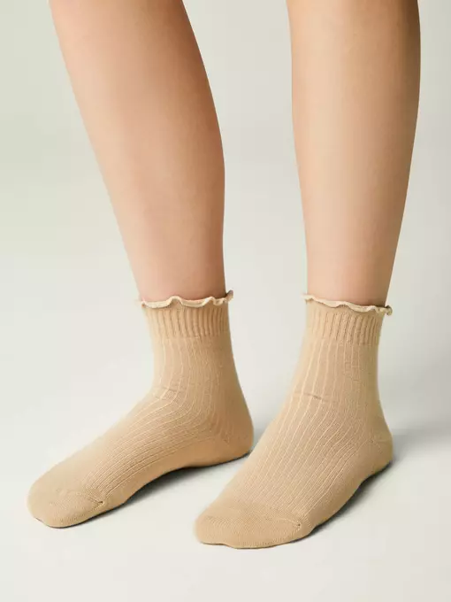 Носки с декоративным волнистым бортом tip-top 1019 бежевый, 25С-30СП, 16-18, CONTE-KIDS,  - 5
