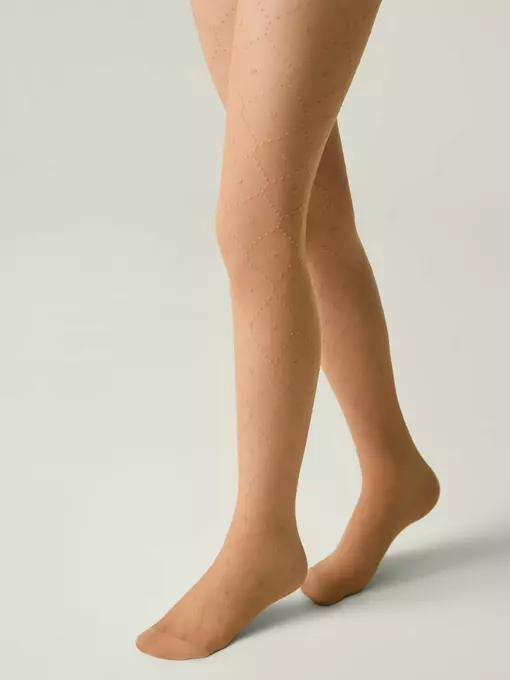 Колготки детские в точку с сердечками conte angelica natural, 24С-165СП, 128-134, CONTE ELEGANT,  - 1