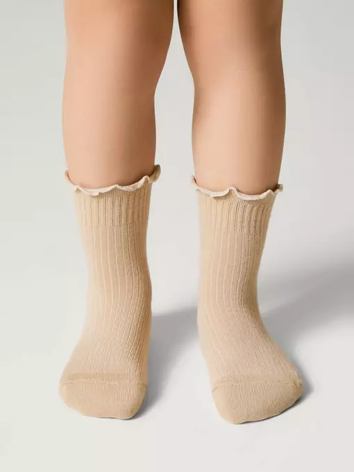Носки с декоративным волнистым бортом tip-top 1019 бежевый, 25С-30СП, 16-18, CONTE-KIDS,  - 1