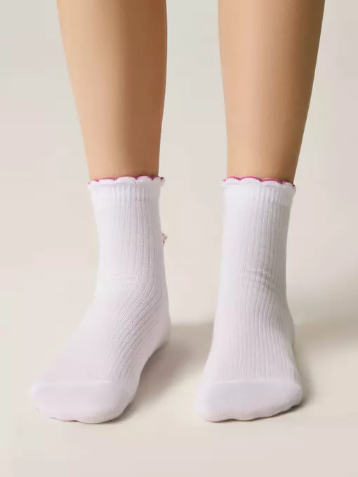 Носки детские (декор, бантики) tip-top 065 белый-розовый, 24С-179СП, 18, CONTE-KIDS,  - 3