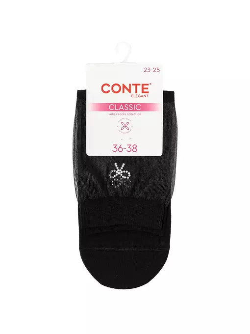 Носки со вставкой из прозрачной сетки и стразами conte classic 683 черный, 24С-178/1СП, 39-41 (25-27), CONTE ELEGANT,  - 4